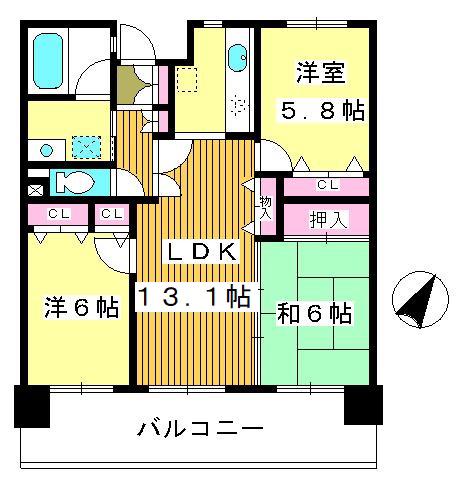 ライオンズマンション北赤羽リバーステージ(3LDK/7階)の間取り写真