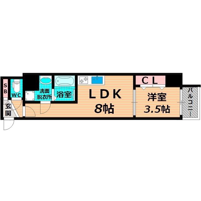 GROOVE今福鶴見(1LDK/8階)の間取り写真