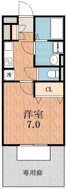 エクレール鷹合(1K/1階)の間取り写真