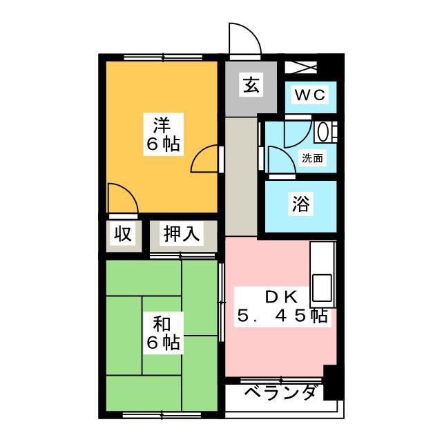 サンピア101(2DK/3階)の間取り写真