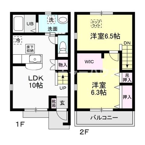 キャステルタウン ハイム III(2LDK/1階)の間取り写真