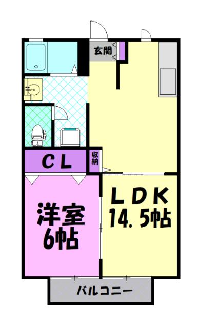 ディアス宝石台(1LDK/2階)の間取り写真