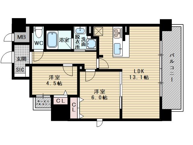 F-CREST SUGAHARA(2LDK/7階)の間取り写真
