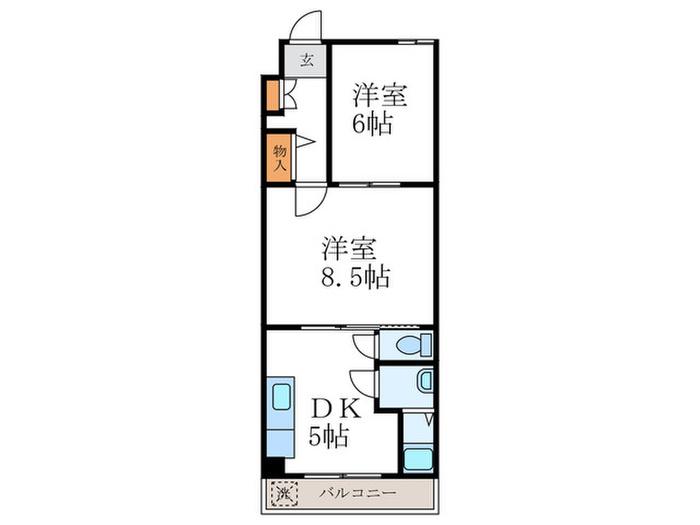 カドノハイツI(2DK/3階)の間取り写真