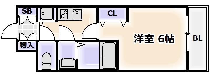 プレサンス難波フィネスト(1K/4階)の間取り写真