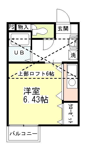 ブレイブハウス(1K/2階)の間取り写真