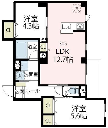 アバンティ カワサキ(2LDK/2階)の間取り写真