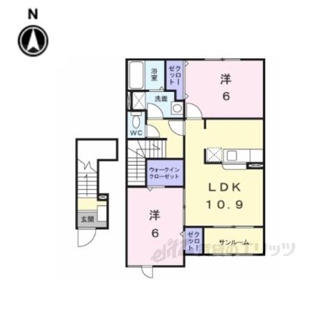 ル・モネ(2LDK/2階)の間取り写真
