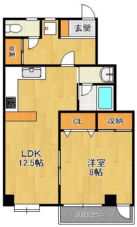 CREA旭町(1LDK/1階)の間取り写真