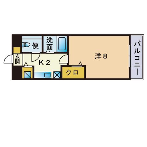 テラ・ロッサ西新(1K/8階)の間取り写真