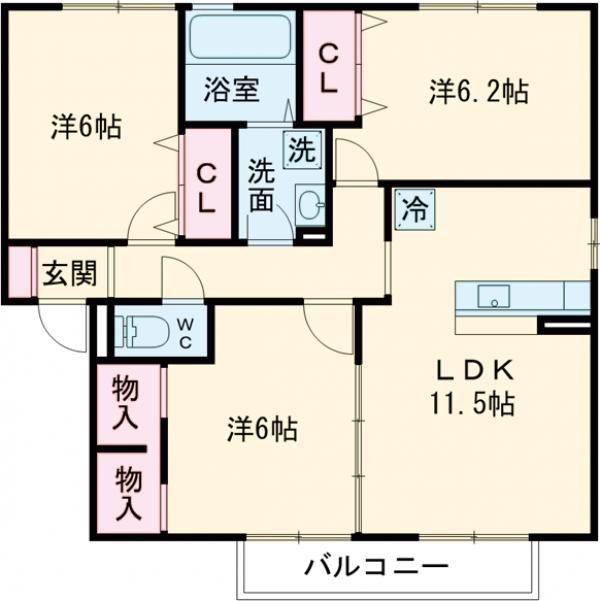 Rセレスト II(3LDK/2階)の間取り写真