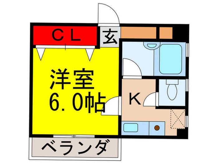 ハピネス・オーク(1K/2階)の間取り写真