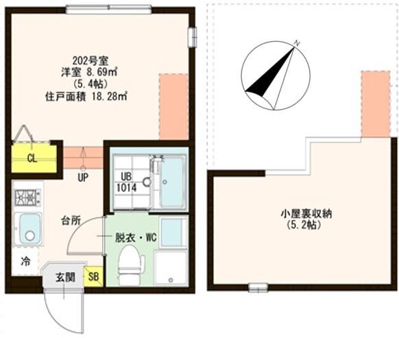 ロンプラジュ西加平(ワンルーム/2階)の間取り写真
