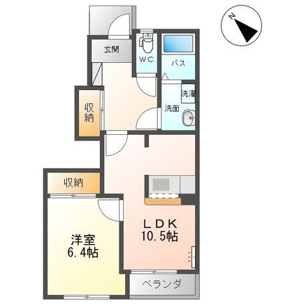 ロイヤルハイツ弐番館(1LDK/1階)の間取り写真
