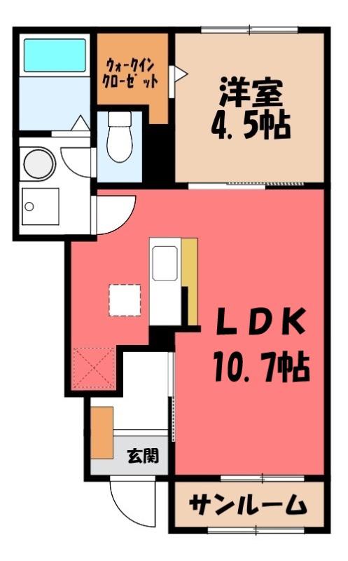 ウエスト.ゲート II(1LDK/1階)の間取り写真