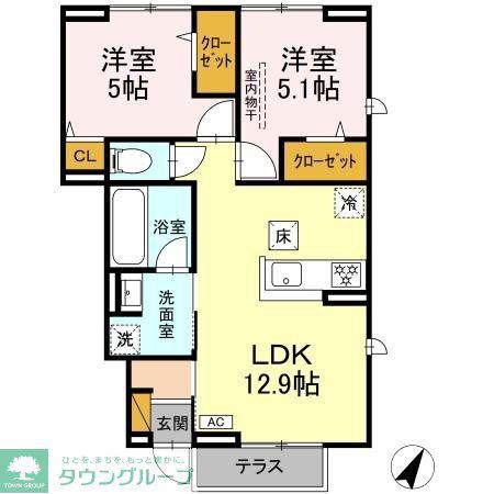 LA MAISON MASHA(2LDK/1階)の間取り写真