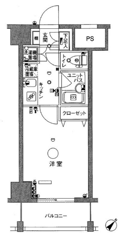 スカイコートお茶の水(1K/3階)の間取り写真