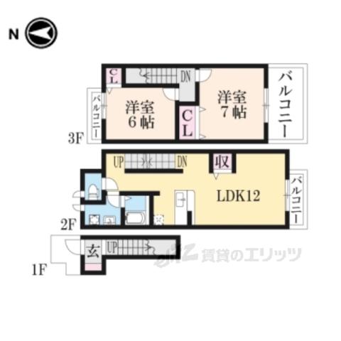 イーストアルカディア(2LDK/2階)の間取り写真