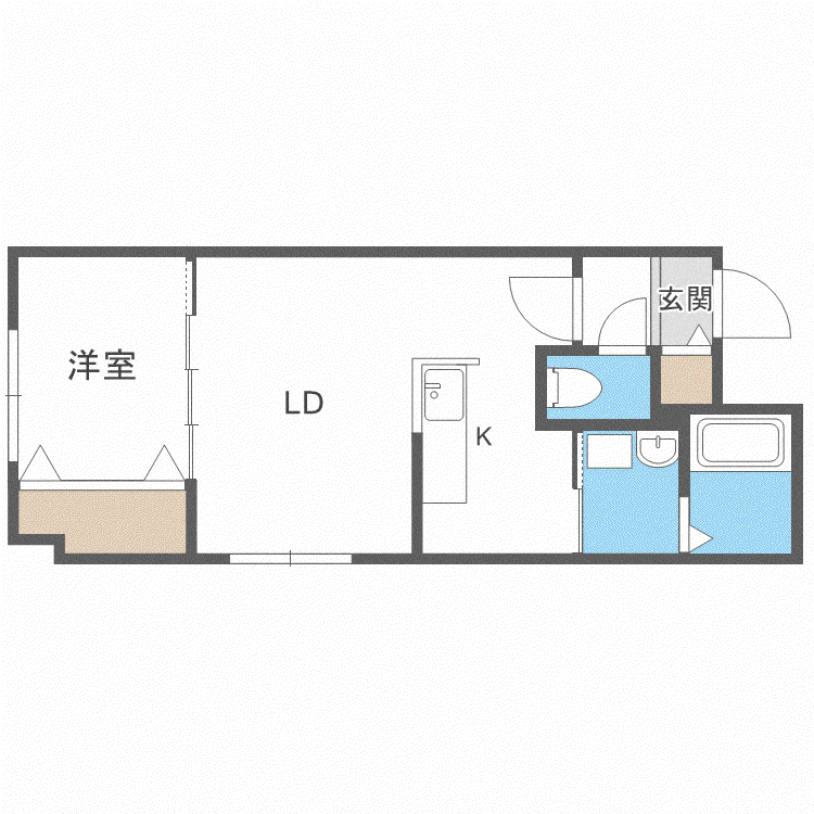 WELINA北円山(1LDK/1階)の間取り写真