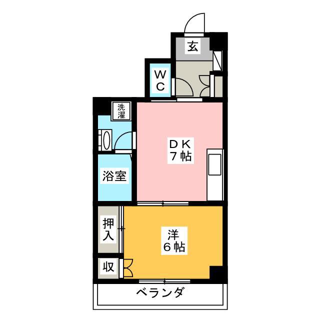 横山ビル(1DK/4階)の間取り写真