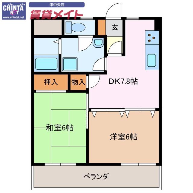 メゾン ソレイユ(2DK/3階)の間取り写真