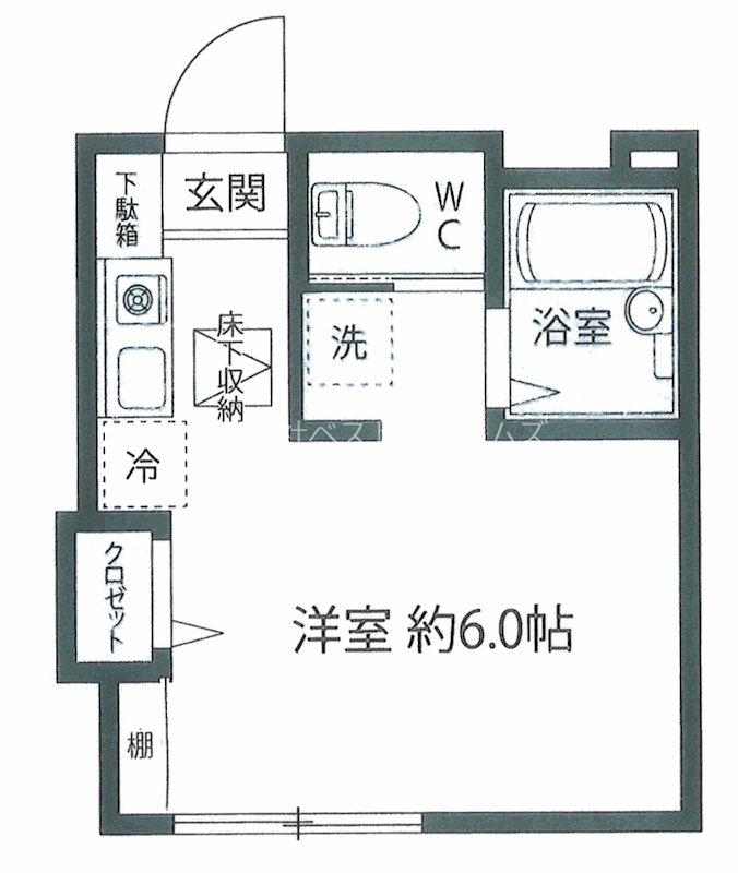セレーノ東山(ワンルーム/1階)の間取り写真