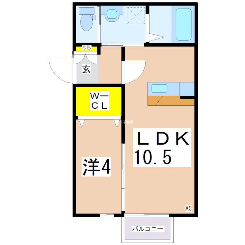 HAKU II(1LDK/1階)の間取り写真