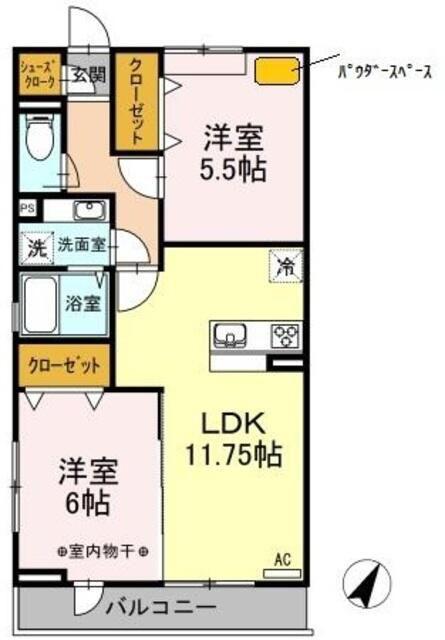 ビオレータ 1(2LDK/3階)の間取り写真