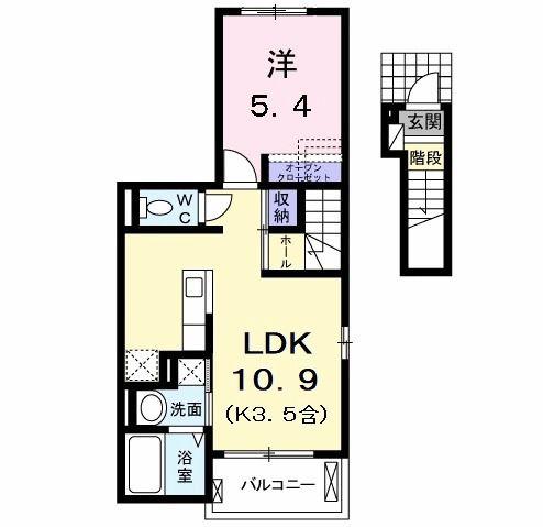 ルクリア(1LDK/2階)の間取り写真