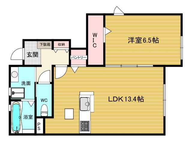 REVEUR甲東I(1LDK/1階)の間取り写真