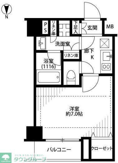 プレール・ドゥーク西新宿五丁目(1K/7階)の間取り写真