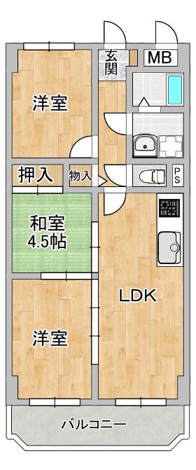 キャピタルハイツ(3LDK/4階)の間取り写真