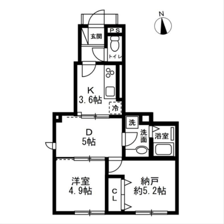 BONHEUR(1SLDK/1階)の間取り写真