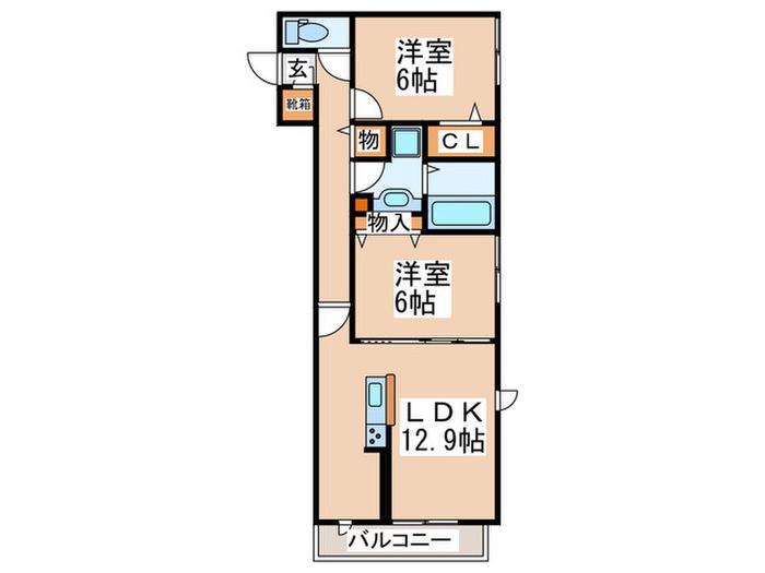 アドラブール(2LDK/1階)の間取り写真