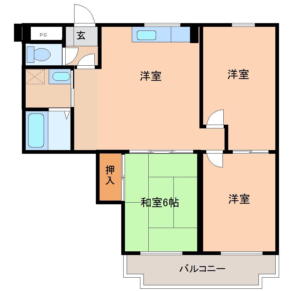 アバンセ61(3LDK/3階)の間取り写真