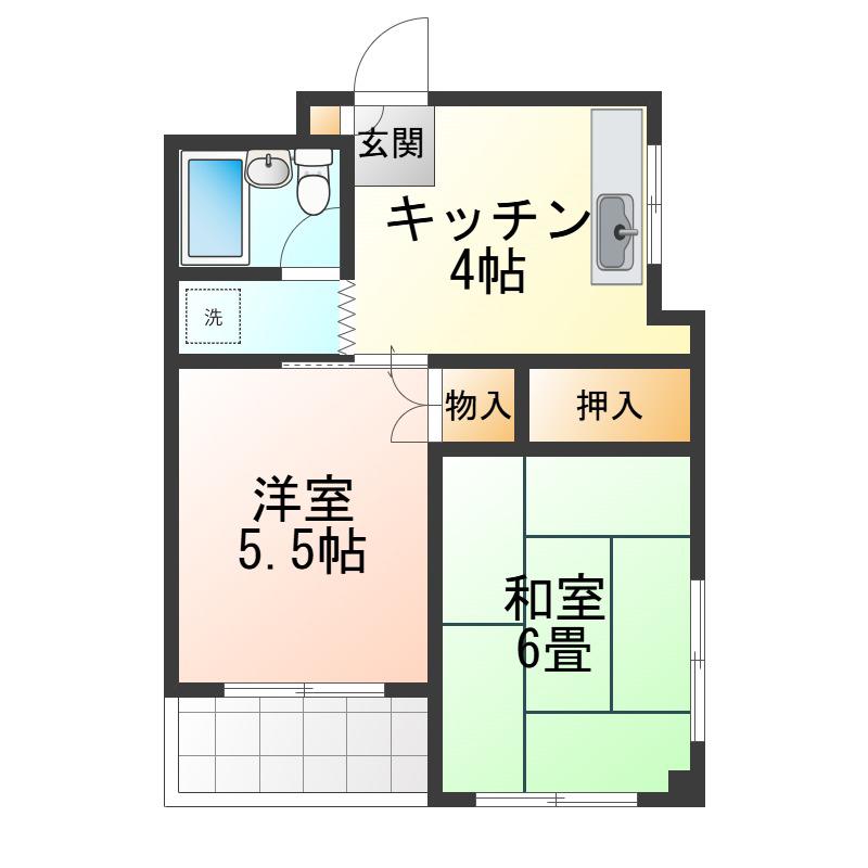 シャトレ―木の実町(2DK/4階)の間取り写真