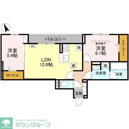 TORISIA新河岸(2LDK/1階)の間取り写真