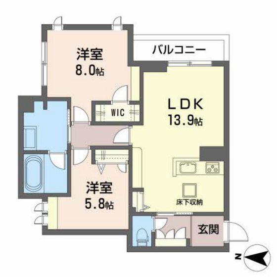 ベレオ支倉(2LDK/1階)の間取り写真