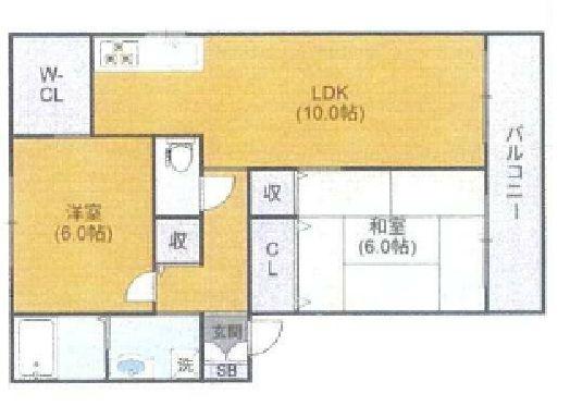 リヴェールヒデ(2LDK/2階)の間取り写真