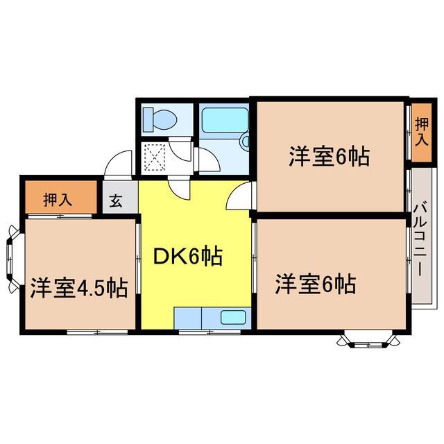 トーアコーポA(3DK/2階)の間取り写真
