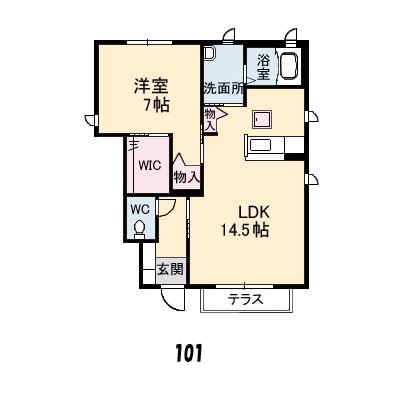 グレースコートA棟(1LDK/1階)の間取り写真