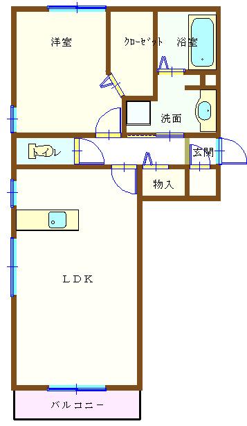 サンフォレスト一の宮(1LDK/1階)の間取り写真