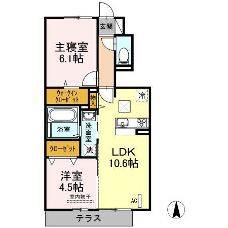 アムールオーブ(2LDK/1階)の間取り写真