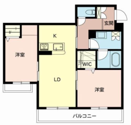シャーメゾン田寺東(2LDK/3階)の間取り写真