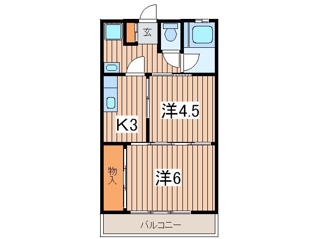 ゆたかコーポ(2K/3階)の間取り写真