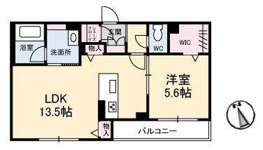 ポートカルチェ東川口(1LDK/2階)の間取り写真