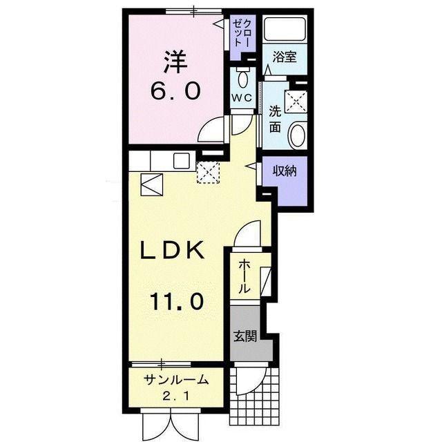 ジェルメオーブ(1LDK/1階)の間取り写真
