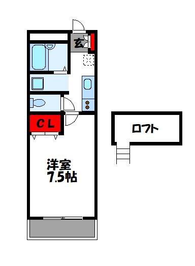 ビッグバレーF棟(1K/1階)の間取り写真