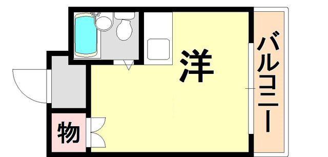 シャトー第8神戸(ワンルーム/8階)の間取り写真
