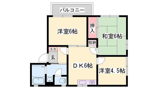 LEHABITATA(3K/1階)の間取り写真